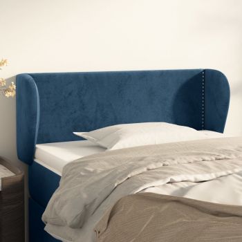 vidaXL Tăblie pat cu aripioare albastru închis 93x23x78/88 cm textil
