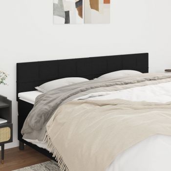 vidaXL Tăblii de pat, 2 buc, negru, 90x5x78/88 cm, textil