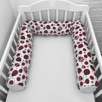 Perna bumper Deseda pentru pat bebe 180 cm buburuze rosii-negre ieftina