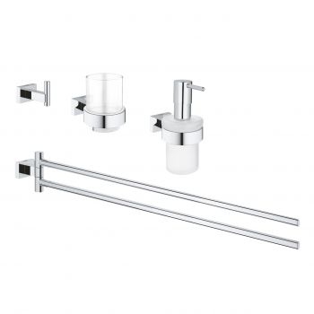 Set 3 accesorii baie Grohe Essentials Cube Master 4-in-1 crom