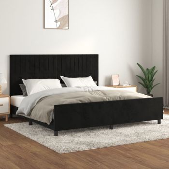 vidaXL Cadru de pat cu tăblie, negru, 200x200 cm, catifea