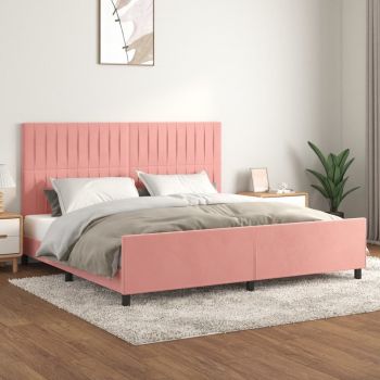 vidaXL Cadru de pat cu tăblie, roz, 200x200 cm, catifea