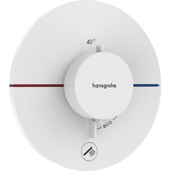 Baterie cada - dus termostatata Hansgrohe ShowerSelect Comfort S cu montaj incastrat necesita corp ingropat alb mat