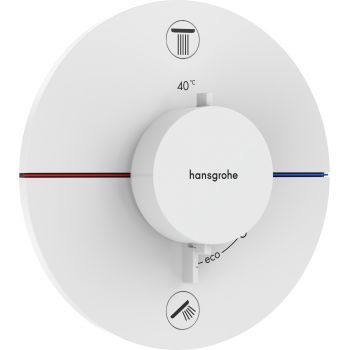 Baterie cada - dus termostatata Hansgrohe ShowerSelect Comfort S cu 2 functii montaj incastrat necesita corp ingropat alb mat
