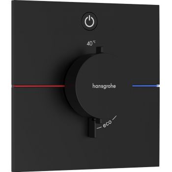 Baterie dus termostatata Hansgrohe ShowerSelect Comfort E On/Off cu montaj incastrat necesita corp ingropat negru mat