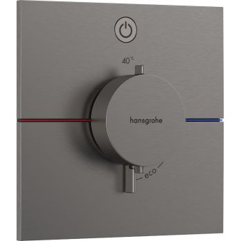 Baterie dus termostatata Hansgrohe ShowerSelect Comfort E On/Off cu montaj incastrat necesita corp ingropat negru periat