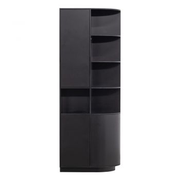 Bibliotecă modulară neagră din lemn masiv de pin 78x210 cm Finca – WOOOD ieftina