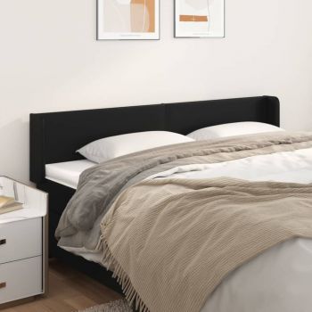 vidaXL Tăblie de pat cu aripioare negru 163x16x78/88cm piele ecologică