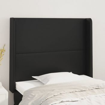 vidaXL Tăblie de pat cu aripioare, negru, 83x16x118/128 cm, piele eco