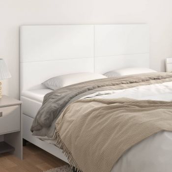vidaXL Tăblii de pat, 4 buc, alb, 100x5x78/88 cm, piele ecologică
