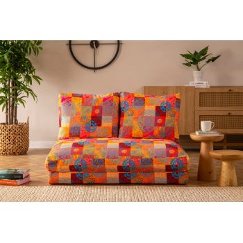 Canapea extensibilă cu 2 locuri, Futon, 859FTN2705, Metal , Multicolor ieftina