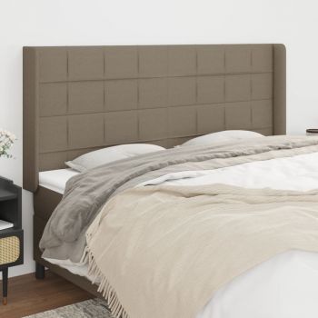 vidaXL Tăblie de pat cu aripioare gri taupe 183x16x118/128 cm textil