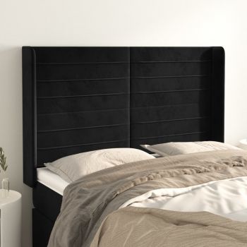 vidaXL Tăblie de pat cu aripioare, negru, 147x16x118/128 cm, catifea