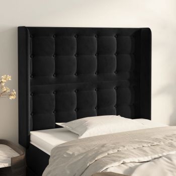 vidaXL Tăblie de pat cu aripioare, negru, 93x16x118/128 cm, catifea