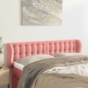 vidaXL Tăblie de pat cu aripioare roz 147x23x78/88 cm catifea