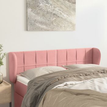 vidaXL Tăblie de pat cu aripioare roz 147x23x78/88 cm catifea