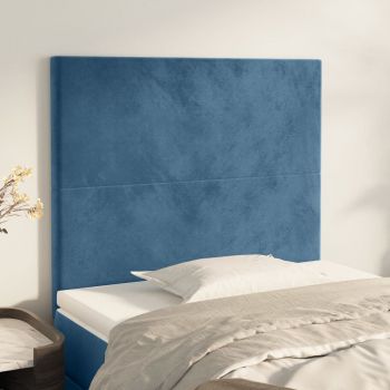 vidaXL Tăblii de pat, 2 buc, albastru închis, 100x5x78/88 cm, catifea