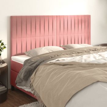 vidaXL Tăblii de pat, 4 buc, roz, 80x5x78/88 cm, catifea