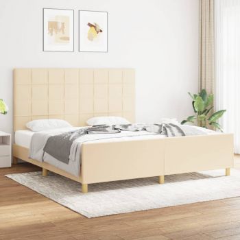 vidaXL Cadru de pat cu tăblie, crem, 180x200 cm, textil