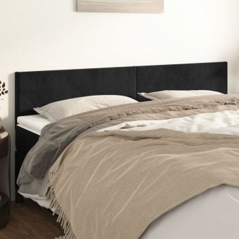 vidaXL Tăblii de pat, 2 buc, negru, 90x5x78/88 cm, catifea