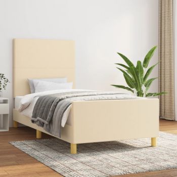 vidaXL Cadru de pat cu tăblie, crem, 80x200 cm, textil