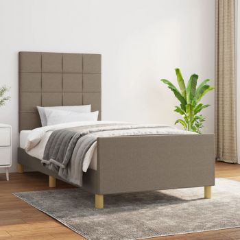 vidaXL Cadru de pat cu tăblie, gri taupe, 80x200 cm, textil
