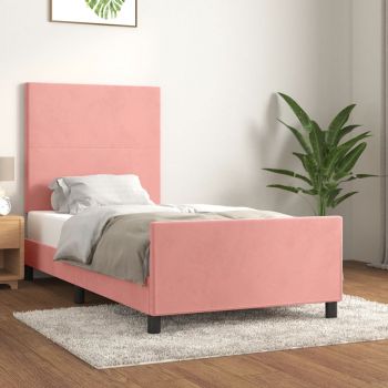 vidaXL Cadru de pat cu tăblie, roz, 80x200 cm, catifea