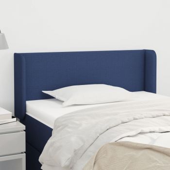 vidaXL Tăblie de pat cu aripioare albastru 83x16x78/88 cm textil