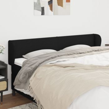 vidaXL Tăblie de pat cu aripioare negru 163x23x78/88 cm textil