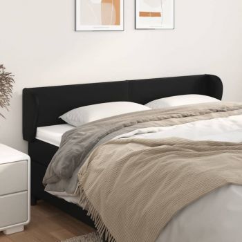 vidaXL Tăblie de pat cu aripioare negru 183x23x78/88cm piele ecologică