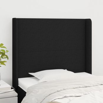 vidaXL Tăblie de pat cu aripioare, negru, 93x16x118/128 cm, textil