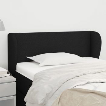 vidaXL Tăblie de pat cu aripioare negru 93x23x78/88 cm textil