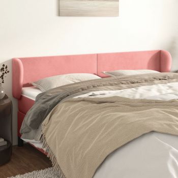 vidaXL Tăblie de pat cu aripioare roz 163x23x78/88 cm catifea