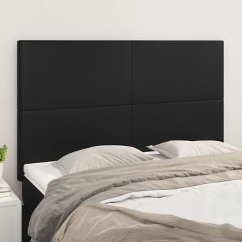 vidaXL Tăblii de pat, 4 buc, negru, 72x5x78/88 cm, piele ecologică