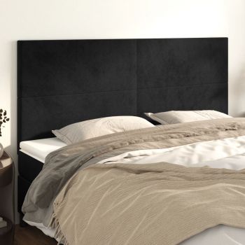 vidaXL Tăblii de pat, 4 buc, negru, 90x5x78/88 cm, catifea