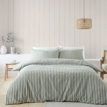 Lenjerie de pat verde din flanelă pentru pat dublu 200x200 cm – Catherine Lansfield ieftina