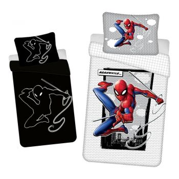 Lenjerie de pat pentru copii din bumbac fosforescentă 140x200 cm Spiderman - Jerry Fabrics