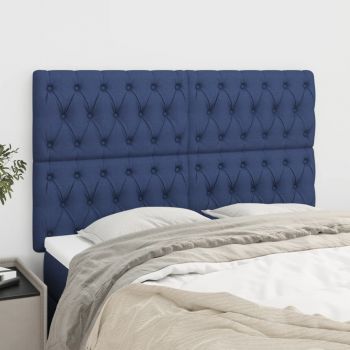 vidaXL Tăblii de pat, 4 buc, albastru, 80x7x78/88 cm, textil