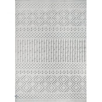 Covor modern Oksi 38003, polipropilena, alb, 120 x 200 cm