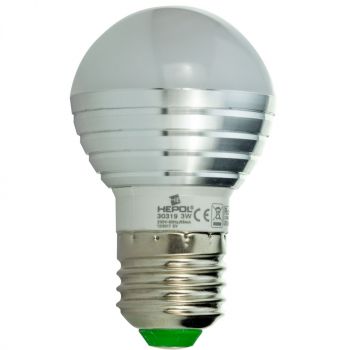 Bec LED Hepol, forma sferica, E27, 3 W, lumina RGB, cu telecomanda ieftin