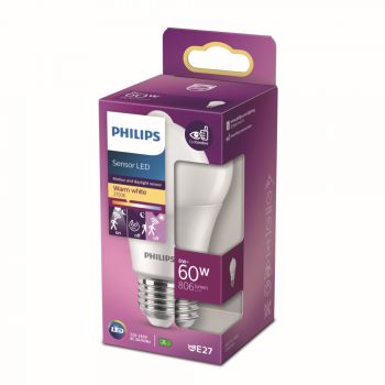 Bec LED Philips, alb cald, E27, 8 W – 60 W, 2700 K