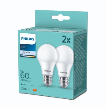 Bec LED Philips, standard, E27, 806 lm, lumina rece 5000 K