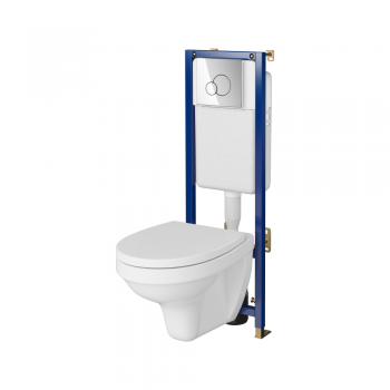 Set WC suspendat Cersanit Ice, ceramica, alb, max. 6 l, 52 x 36 x 37.5 cm ieftin