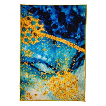 Covor Modern golden, poliester, albastru, 60 x 90 cm ieftin