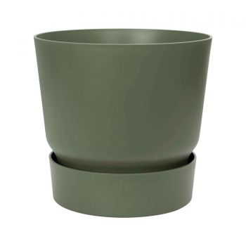 Ghiveci Elho Greenville Round, plastic, verde, diametru 14 cm, 12 cm