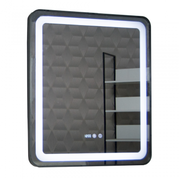 Oglinda de baie Badenmob MD3, cu iluminare LED, rama neagra, dreptunghiulara, 70 x 80 cm ieftina