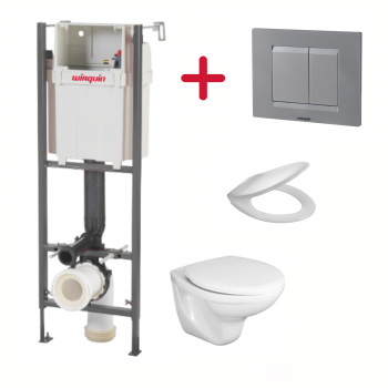 Set rezervor incastrat Wirquin Lineo, vas WC, capac WC, clapeta actionare, 117,7 x 36 cm ieftin