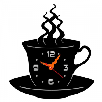Ceas de perete metalic Krodesign Coffee Mug, diametru 50 cm, negru