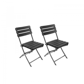 Set 2 scaune pliabile gradina, camping, pescuit, cadru metalic, HDPE, negru, max 120 kg, 38x46x82 cm