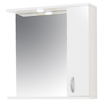 Oglinda cu dulap pentru baie Badenmob, PAL lucios, alb, 1 usa, 2 polite, 55 x 60 x 14 cm ieftina